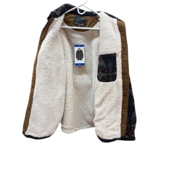 Jachs New York Mens Southwest Pattern Sherpa-Lined Button-Up Jacket L - Picture 3 of 4
